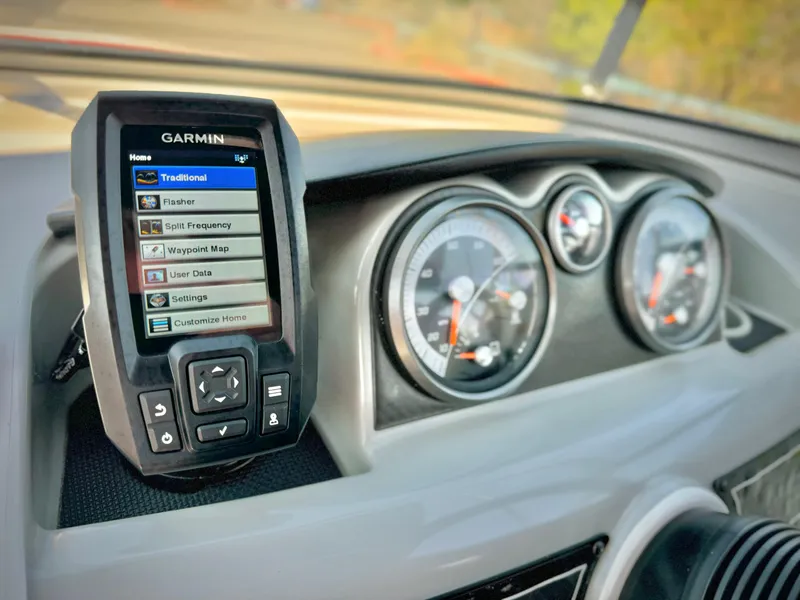 Slide: The Image of Garmin GPS and dashboard of 2013 Bayliner 185 Bowrider boat. - 21