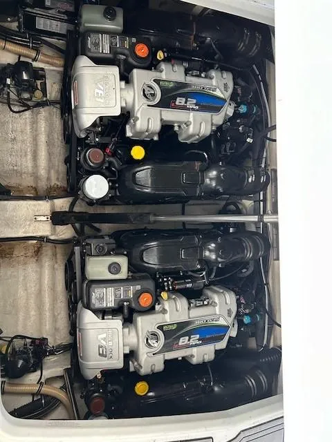 Slide: The Image of Twin engines in a 2015 Formula 34 PC boat, showcasing powerful marine engineering. - 27