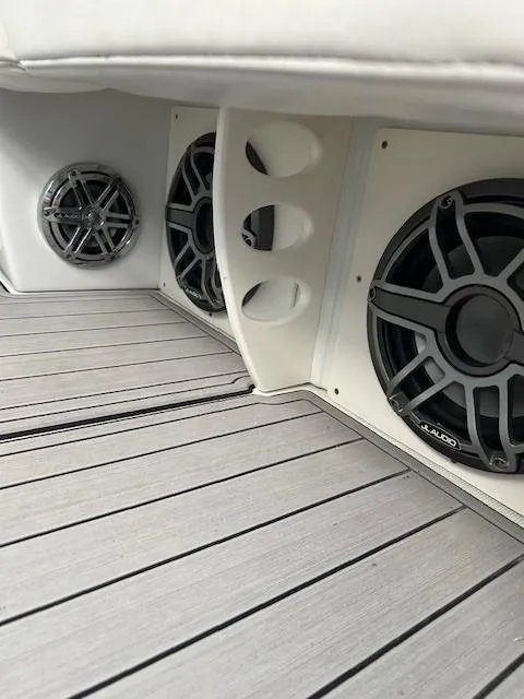 Slide: The Image of Speakers installed on a 2015 Formula 34 PC boat with sleek, modern design. - 32