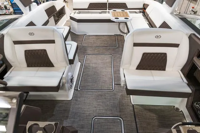 Slide: The Image of Luxurious interior of 2025 Cobalt R33 boat with elegant seating and modern design. - 19