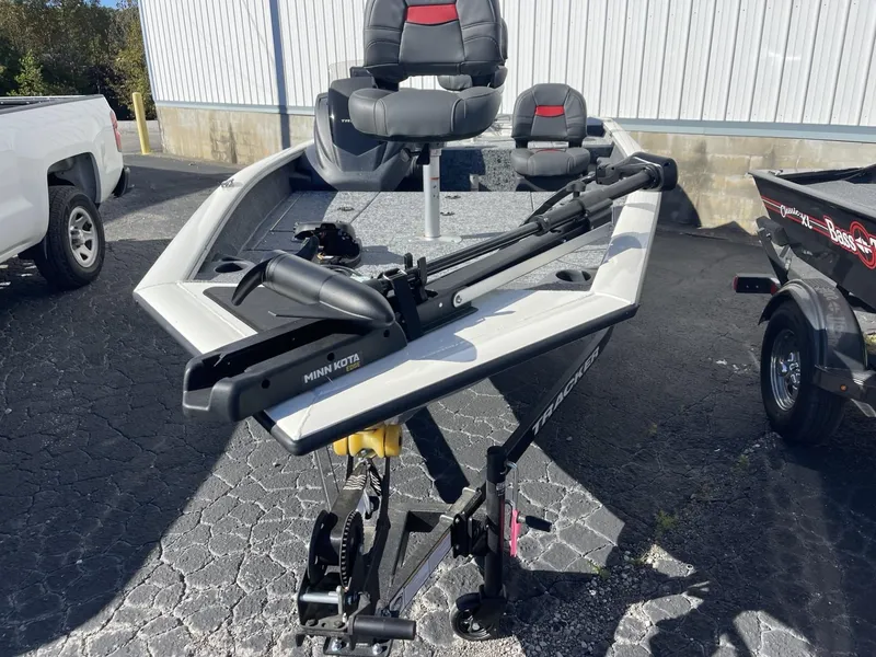 Slide: The Image of 2025 Tracker Pro Team 175 Crappie Edition boat with Minn Kota trolling motor. - 2