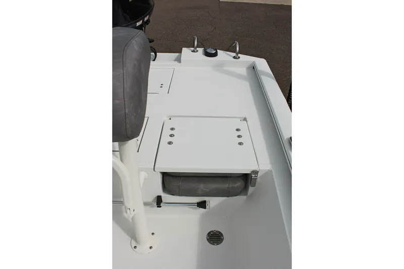Slide: The Image of Avid 19 FSX 2026 boat interior with seating and storage compartments. - 37