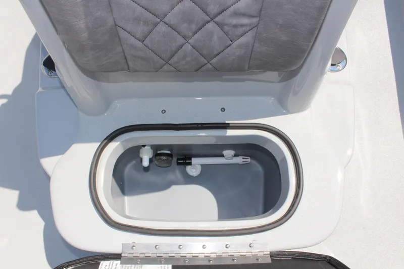 Slide: The Image of 2025 Avid 23 FSX boat seat with built-in storage compartment. - 38