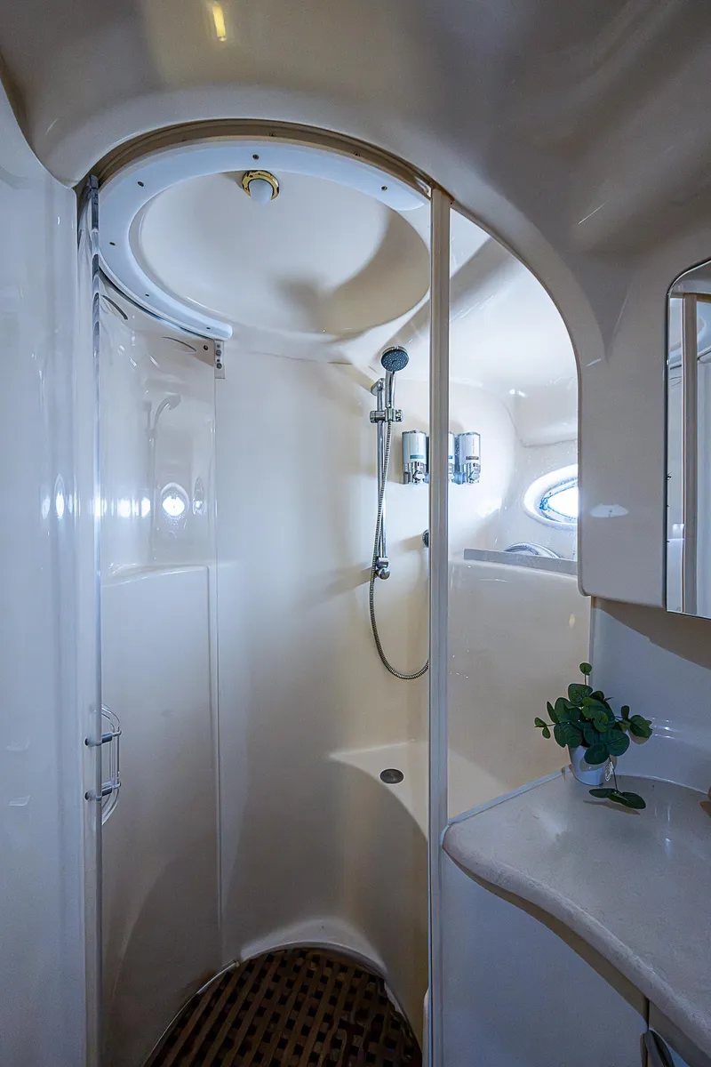Slide: The Image of Luxurious bathroom in 2002 Sea Ray 510 Sundancer yacht with modern shower. - 47