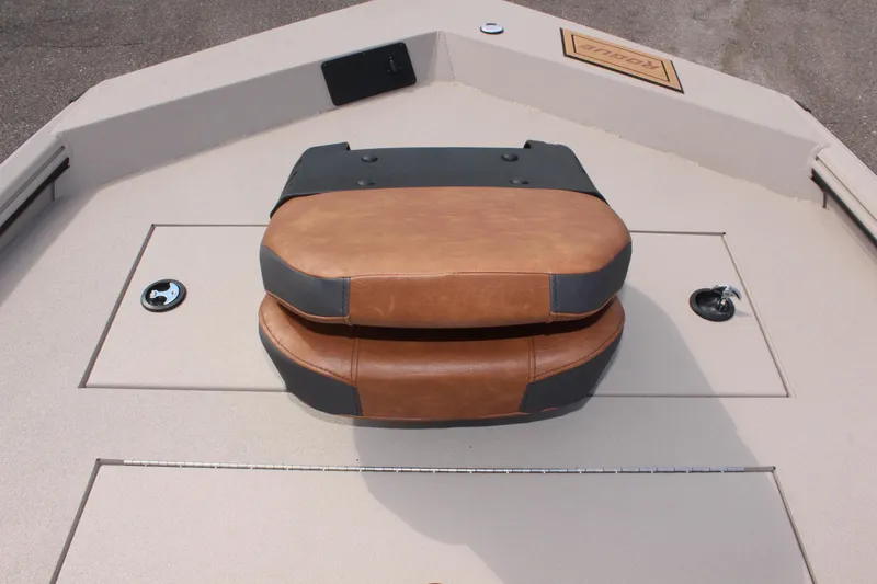 Slide: The Image of 2025 Avid 18 Rogue CC boat deck with cushioned seating. - 23