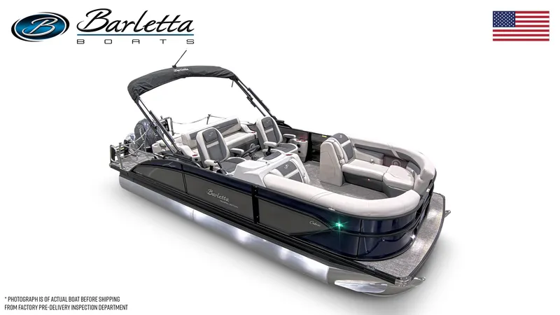 Slide: The Image of 2025 Barletta Cabrio 22UC pontoon boat with sleek design and comfortable seating. - 9