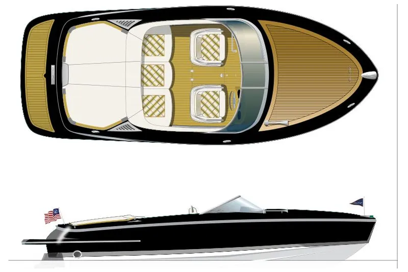 Slide: The Image of 2014 Chris-Craft Capri 21 boat on lift, under clear blue sky. - 39