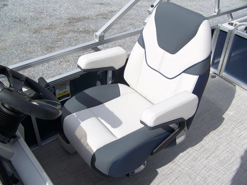 Slide: The Image of Captain's chair in 2025 Avalon Venture 85 23VRB boat, featuring sleek design and comfort. - 7