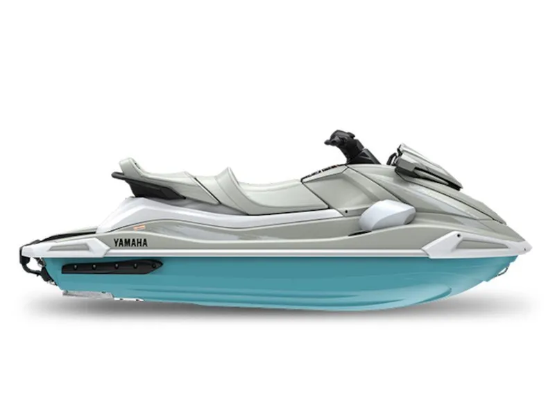 Slide: The Image of 2025 Yamaha WaveRunner VX Cruiser® HO with Audio, sleek design, light blue and white. - 1