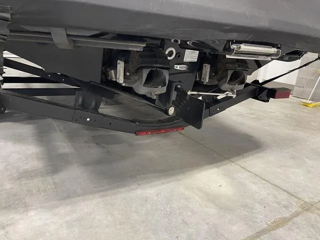 Slide: The Image of 2023 Yamaha Boats 255XD rear view showing dual jet propulsion system. - 47