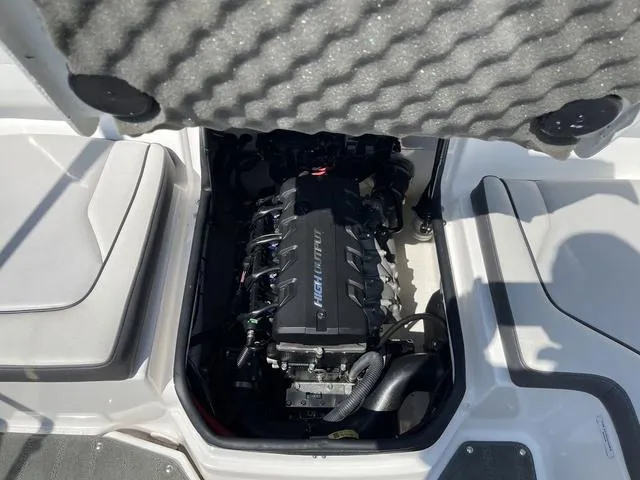 Slide: The Image of 2019 Yamaha SX190 boat engine compartment with High Output engine. - 22