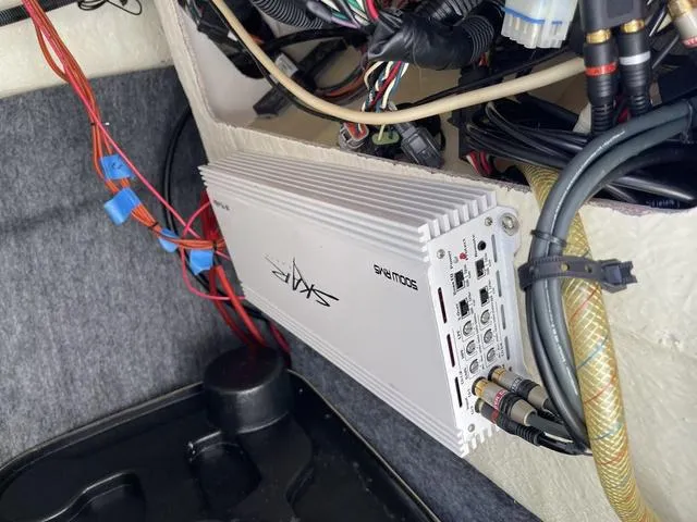 Slide: The Image of Audio amplifier installation in a 2019 Yamaha Boats SX190. - 24