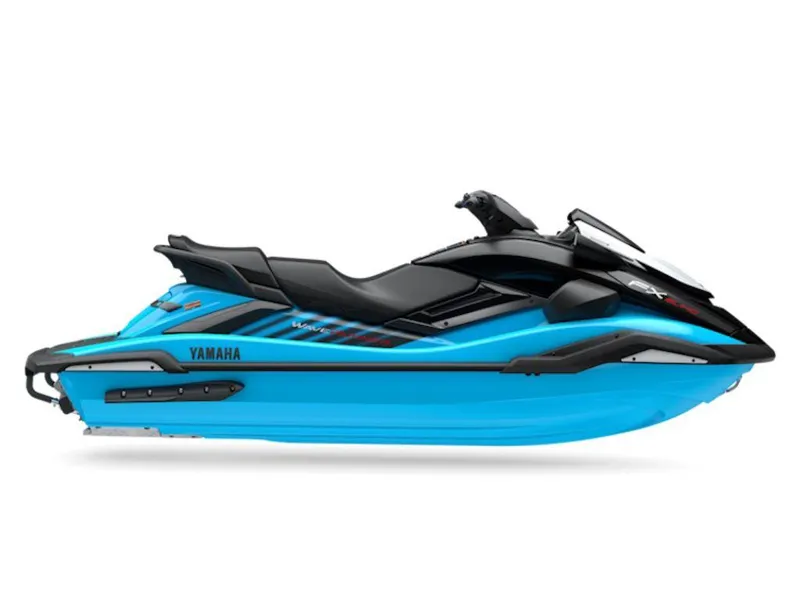 Slide: The Image of 2025 Yamaha WaveRunner FX SVHO® in vibrant blue and black design. - 2