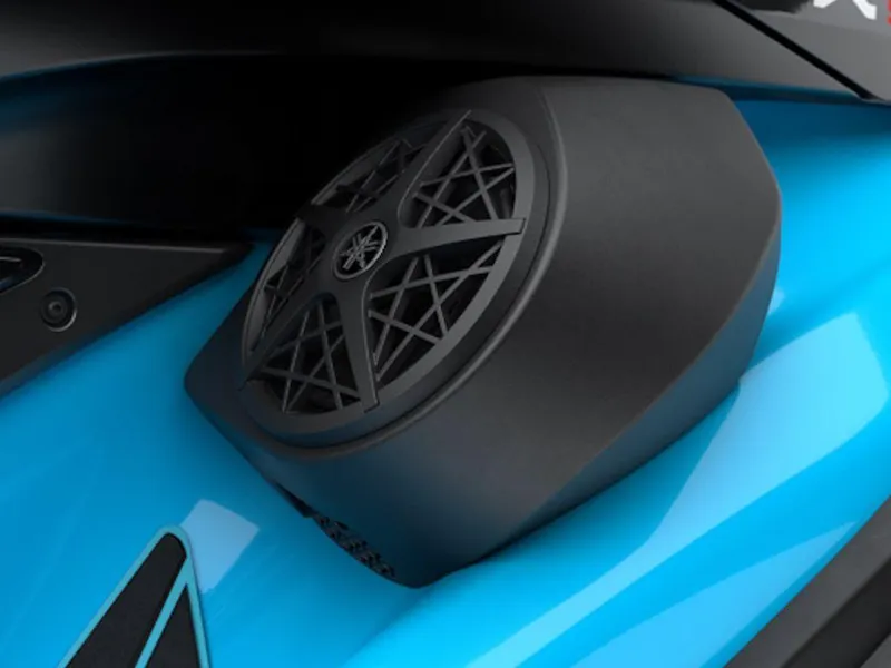 Slide: The Image of 2025 Yamaha WaveRunner FX SVHO® speaker detail on blue body. - 4