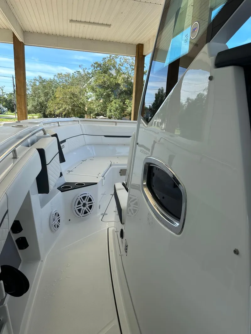 Slide: The Image of 2023 Blackfin 302CC boat interior with sleek design and modern features. - 9