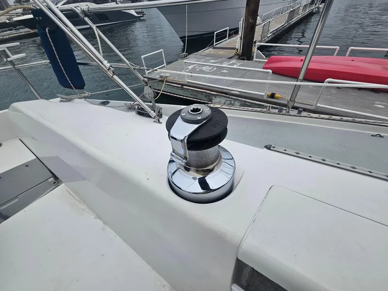 Slide: The Image of Winch on 1990 Catalina 42 sailboat deck at marina. - 10