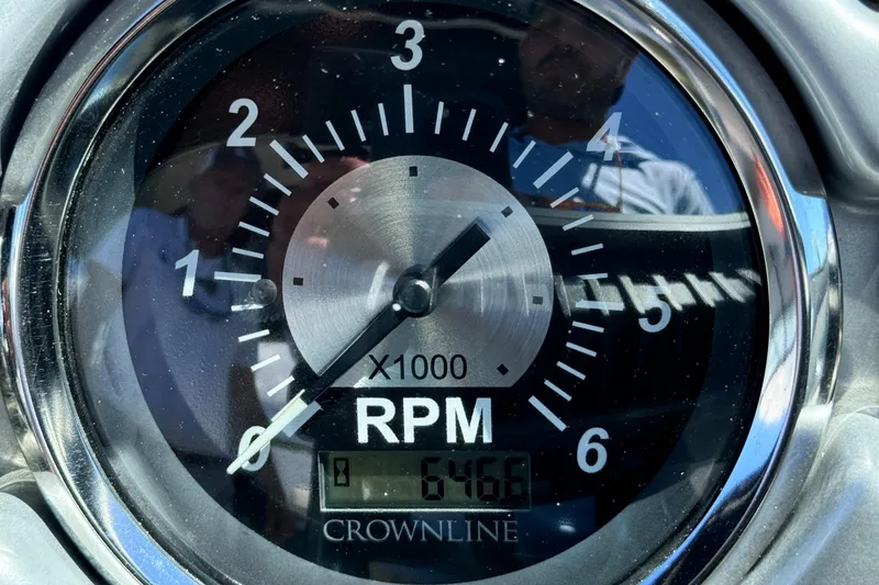 Slide: The Image of Close-up of 2008 Crownline 300 LS RPM gauge showing 646.8 hours. - 21