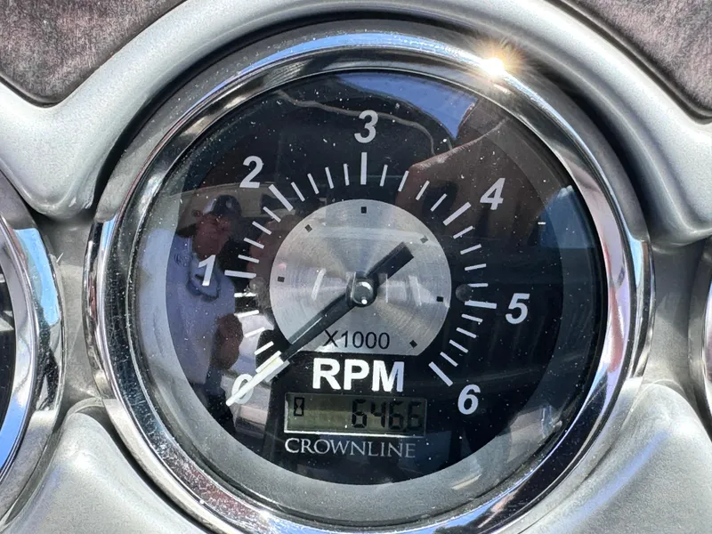Slide: The Image of Close-up of 2008 Crownline 300 LS RPM gauge displaying 646.6 hours. - 22