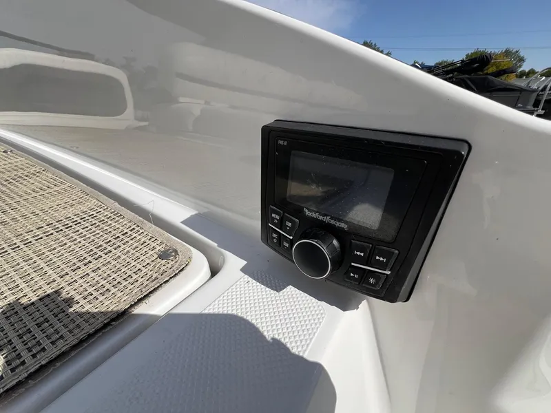 Slide: The Image of 2016 Cobalt R30 boat with Rockford Fosgate audio system, close-up view. - 39