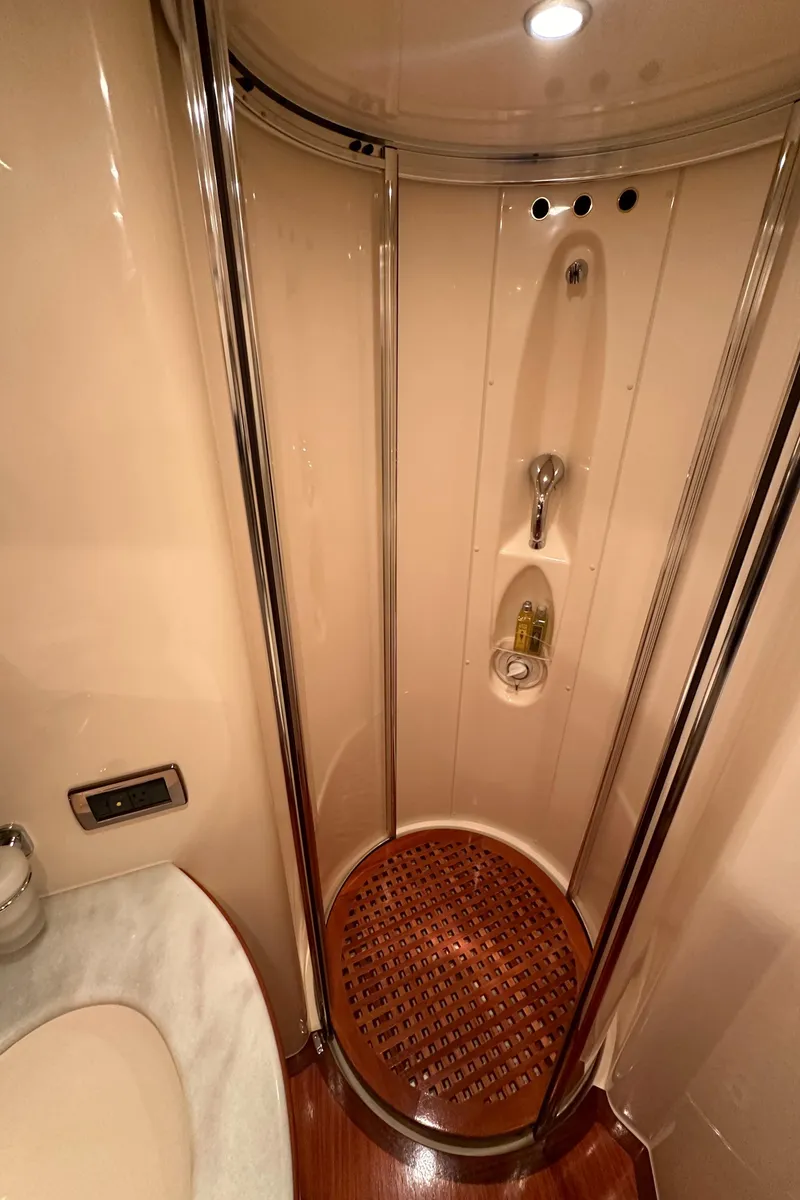 Slide: The Image of Luxurious shower in 2011 Azimut 62E yacht, featuring elegant design and modern fixtures. - 29