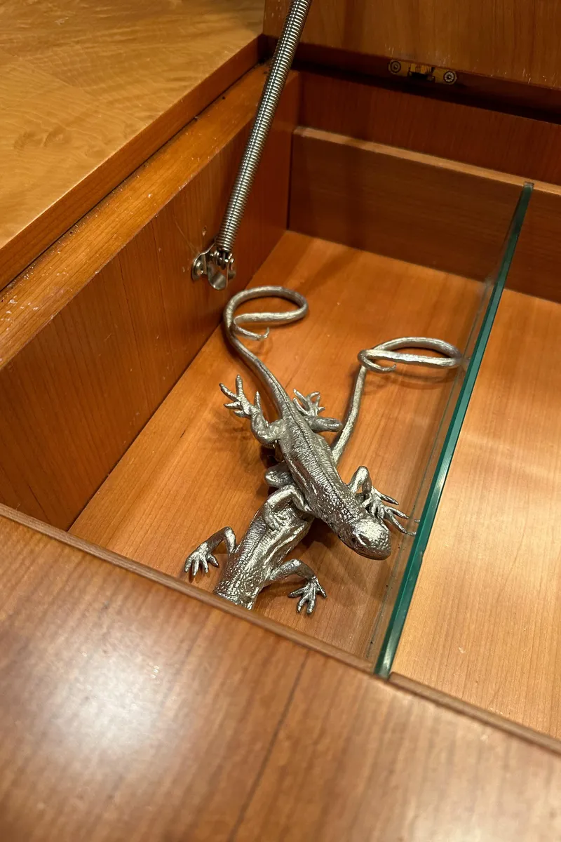 Slide: The Image of Decorative lizard sculpture in wooden compartment on 2011 Azimut 62E yacht. - 41