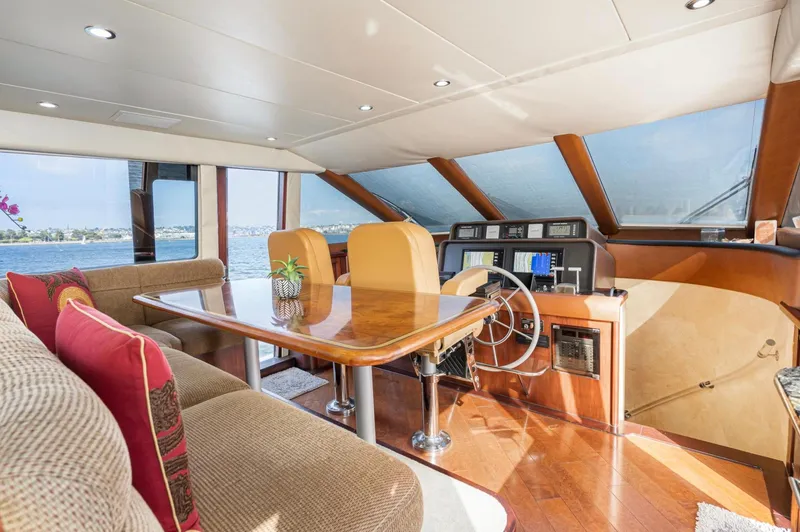 Slide: The Image of Interior of 1998 Pacific Mariner 65 Motoryacht with elegant seating and helm station. - 37