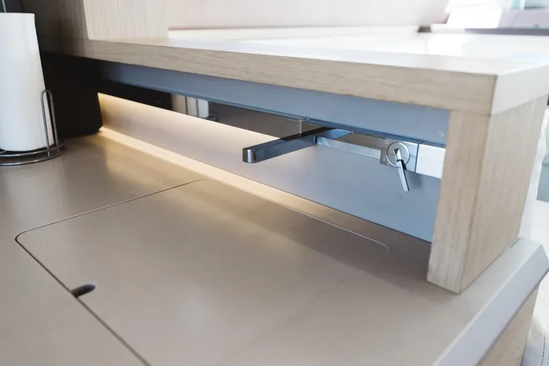 Slide: The Image of Beneteau Monte Carlo 5 yacht interior detail, 2015 model, featuring sleek modern cabinetry. - 41