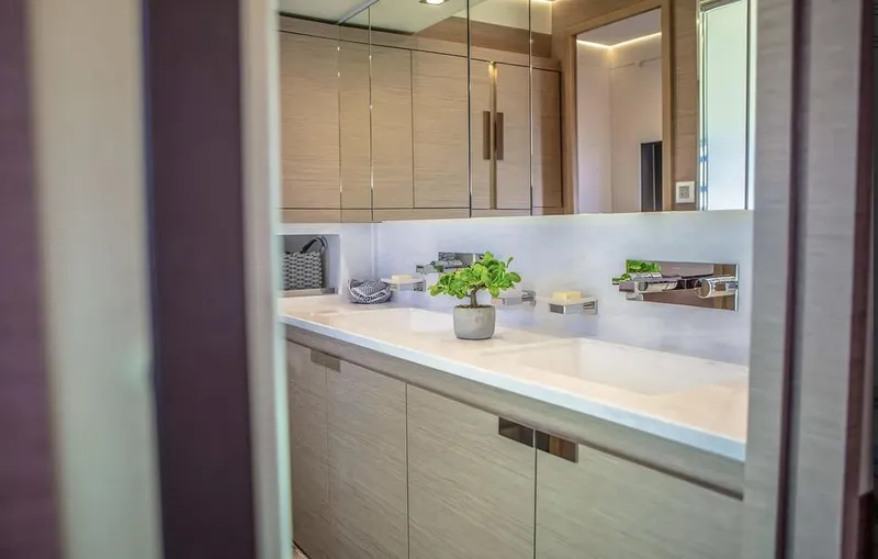 Slide: The Image of Luxurious bathroom interior of 2025 Fountaine Pajot Power 67 yacht with modern fixtures. - 32