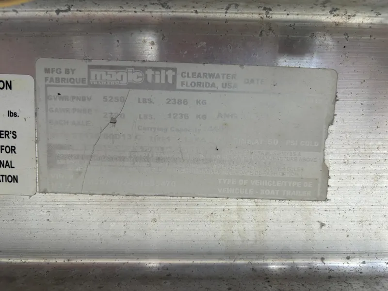 Slide: The Image of Label on Magic Tilt trailer, Clearwater, Florida, USA, for 2008 Angler 204WA boat. - 9