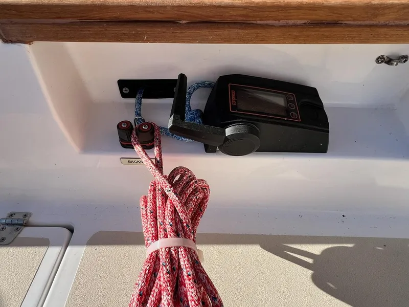 Slide: The Image of Control panel and ropes on a 2025 Tartan Fantail sailboat. - 14