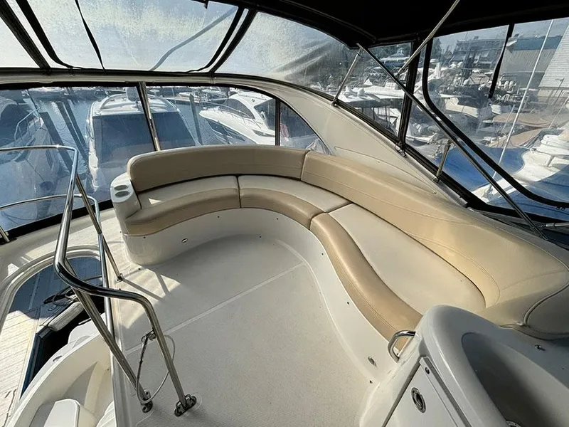 Slide: The Image of Luxurious 2011 Meridian 391 Sedan yacht interior with spacious seating area. - 28