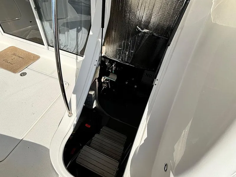 Slide: The Image of 2011 Meridian 391 Sedan yacht interior with open hatch and steps. - 7