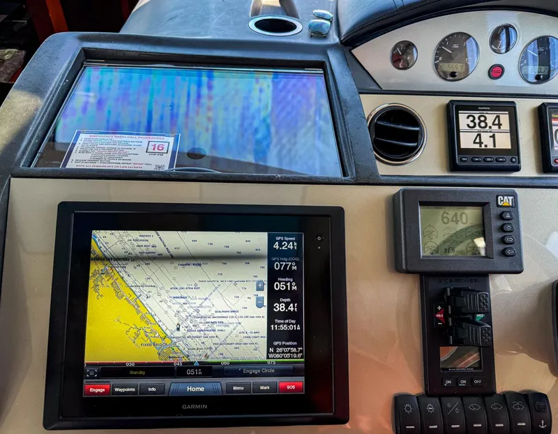 Slide: The Image of Control panel of 2015 Princess V52 yacht with navigation and monitoring systems. - 10