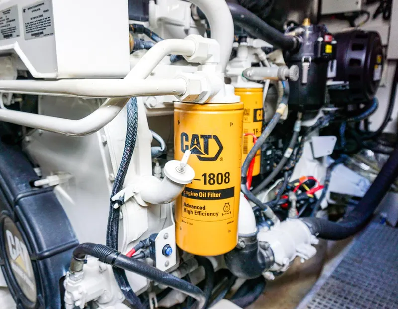 Slide: The Image of Engine room of 2015 Princess V52 yacht with CAT oil filters. - 27