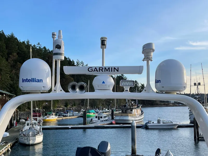 Slide: The Image of Inflatable boat on 2012 Coastal Craft 56 yacht, docked at marina. - 25