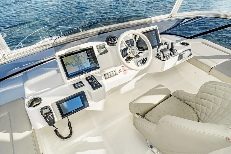 Slide: The Image of Luxury yacht helm with advanced navigation systems, Absolute NAVETTA 2017 model. - 14