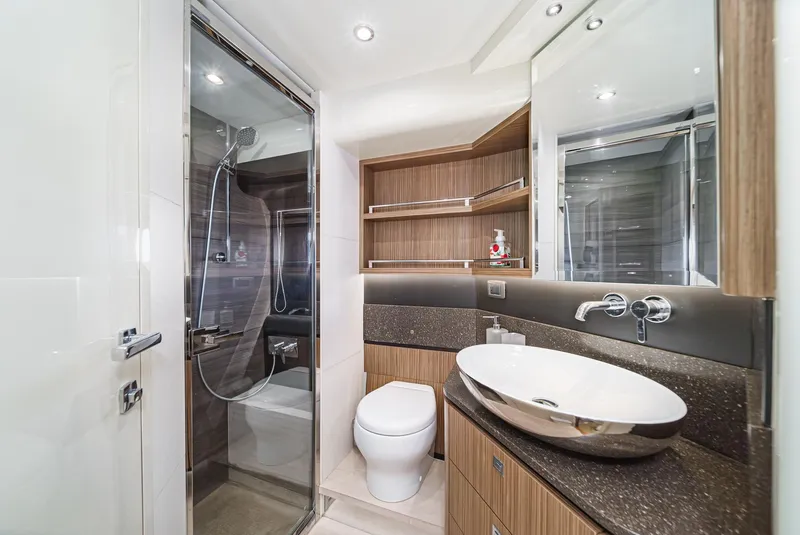 Slide: The Image of Luxurious 2017 Absolute NAVETTA yacht bathroom with modern fixtures and elegant design. - 35