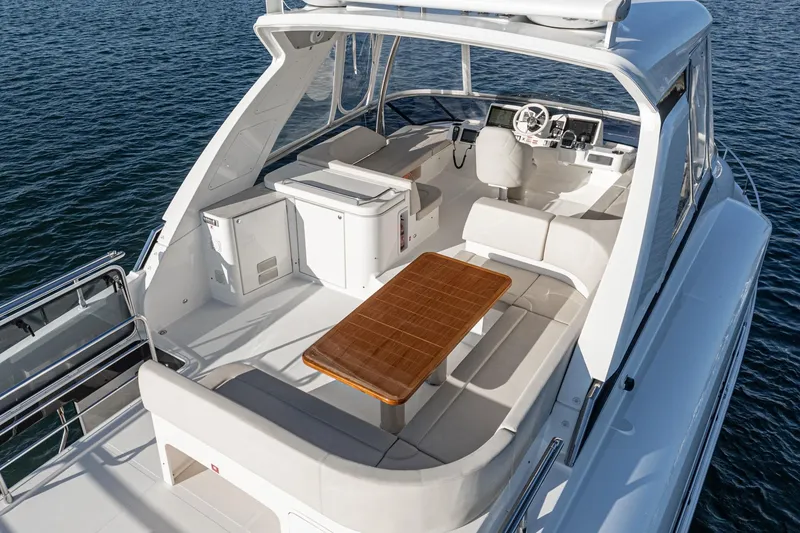 Slide: The Image of 2017 Absolute NAVETTA yacht with spacious deck and elegant seating area. - 46