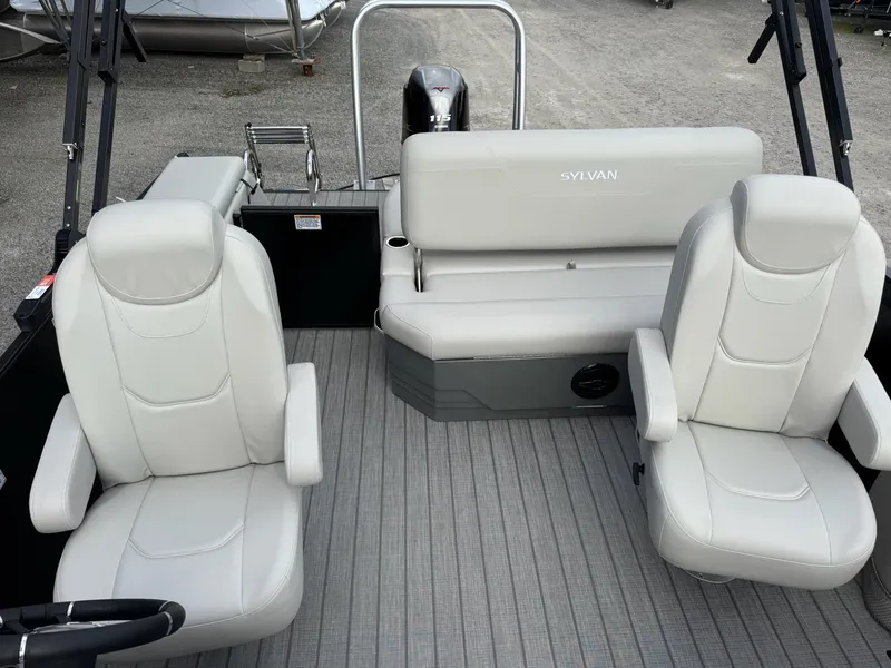 Slide: The Image of Interior of 2025 Sylvan 8520 CLZ DH with luxurious seating. - 28