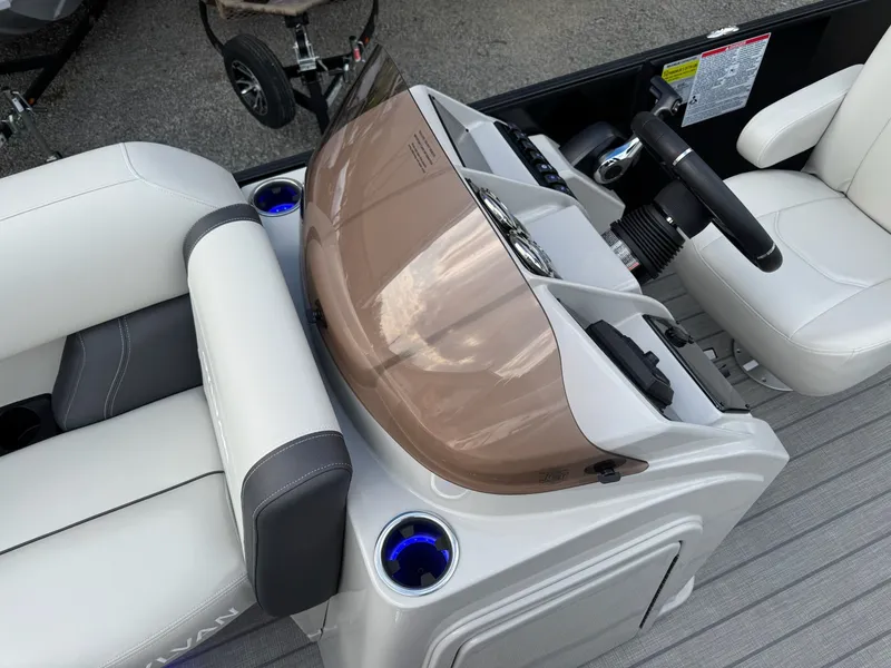 Slide: The Image of Interior of 2025 Sylvan 8520 CLZ DH with steering wheel and seats. - 31