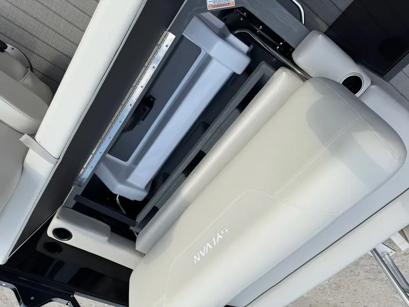 Slide: The Image of Interior of 2025 Sylvan 8520 CLZ DH with seating and storage. - 32