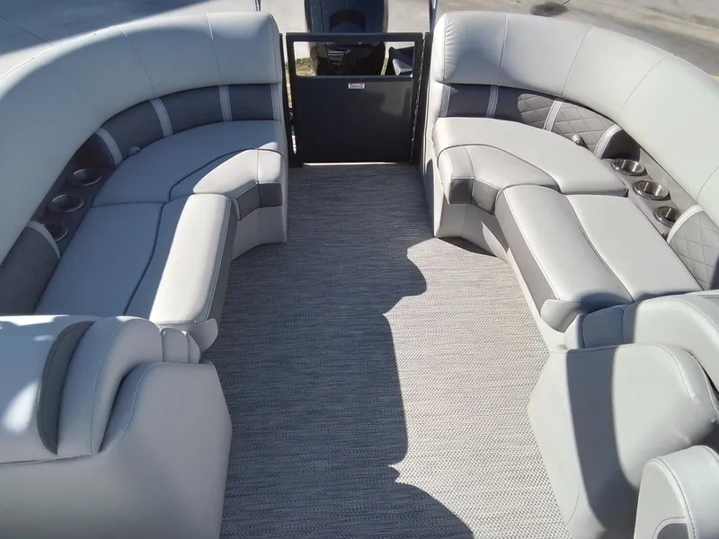 Slide: The Image of Spacious seating on 2021 Bennington Marine 24 LXSR pontoon boat with gray upholstery. - 39