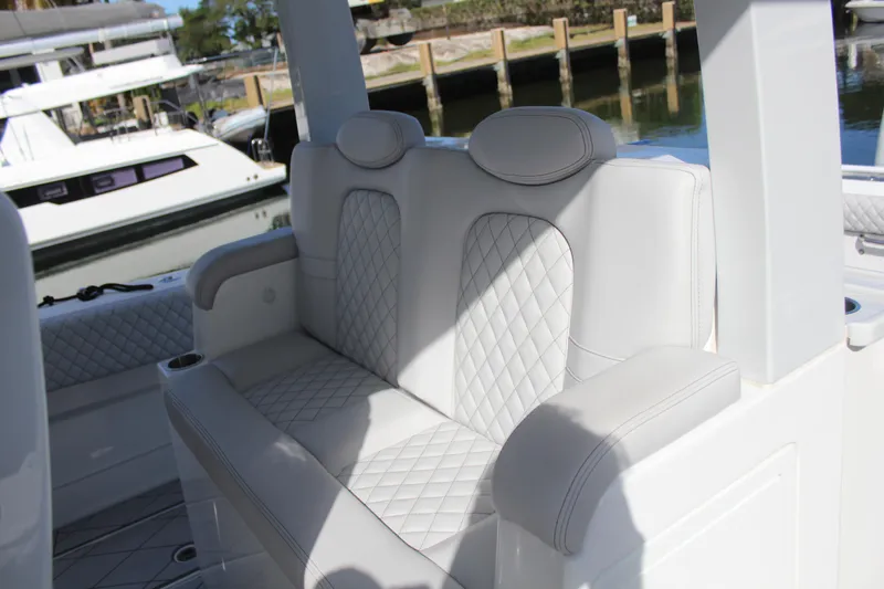 Slide: The Image of Luxurious seating in HCB 42 Lujo boat, 2023 model. - 13