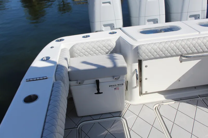 Slide: The Image of Luxurious seating area on HCB 42 Lujo boat, 2023 model. - 23