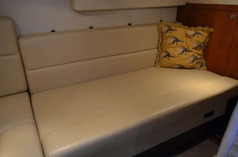 Slide: The Image of Beige leather seating with decorative pillow in 2009 Monterey 320 Sport Yacht interior. - 38