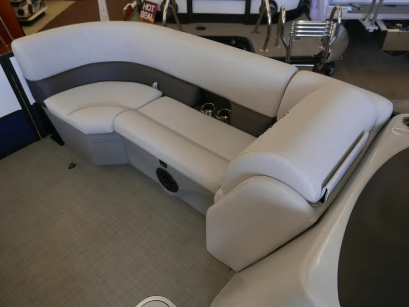 Slide: The Image of 2025 Bentley Pontoons Legacy 223 Navigator interior seating, luxurious and spacious design. - 4