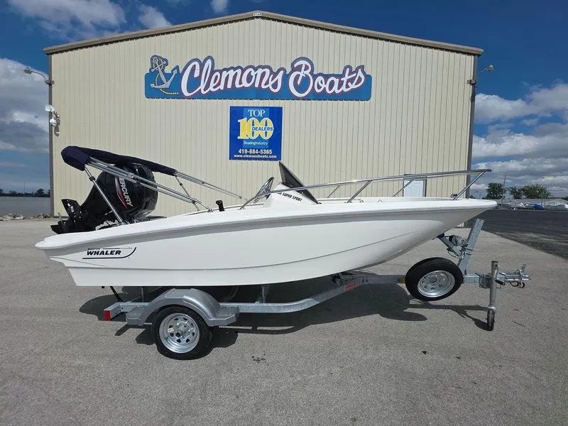 The Image of 2025 Boston Whaler 130 Super Sport boat on trailer at Clemons Boats dealership. - 0