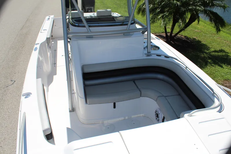 Slide: The Image of 2009 Donzi 35 ZFX Cuddy boat with spacious seating and sleek design. - 27