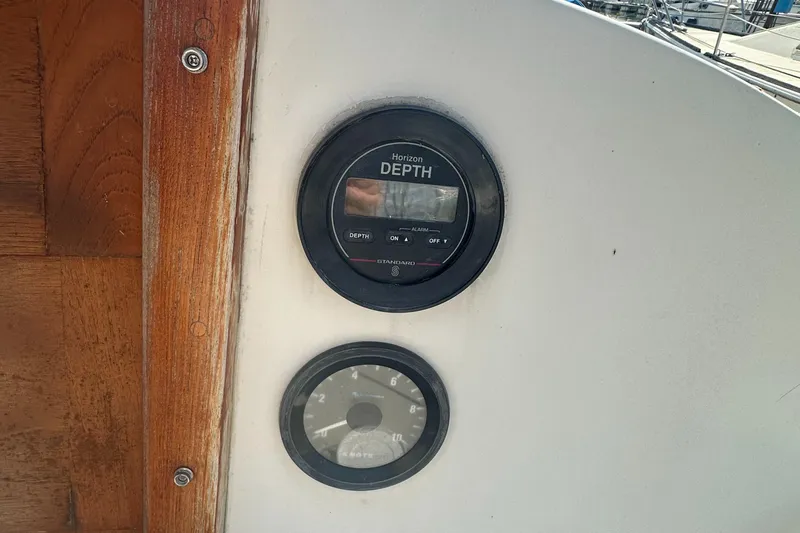 Slide: The Image of Depth gauge on 1983 O'Day 28 sailboat dashboard. - 10