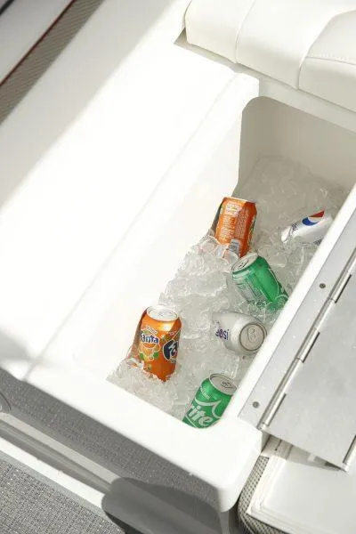 Slide: The Image of Built-in cooler with drinks on ice in 2025 Formula 350 CBR boat. - 25